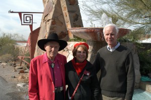 Willard Rowling, taken in December 2005 at Frank Lloyd Wright's Taliesen West in Scottsdale, AZ. L-R, Rowling, tour guide Joan Clark and Hal Chaffee.