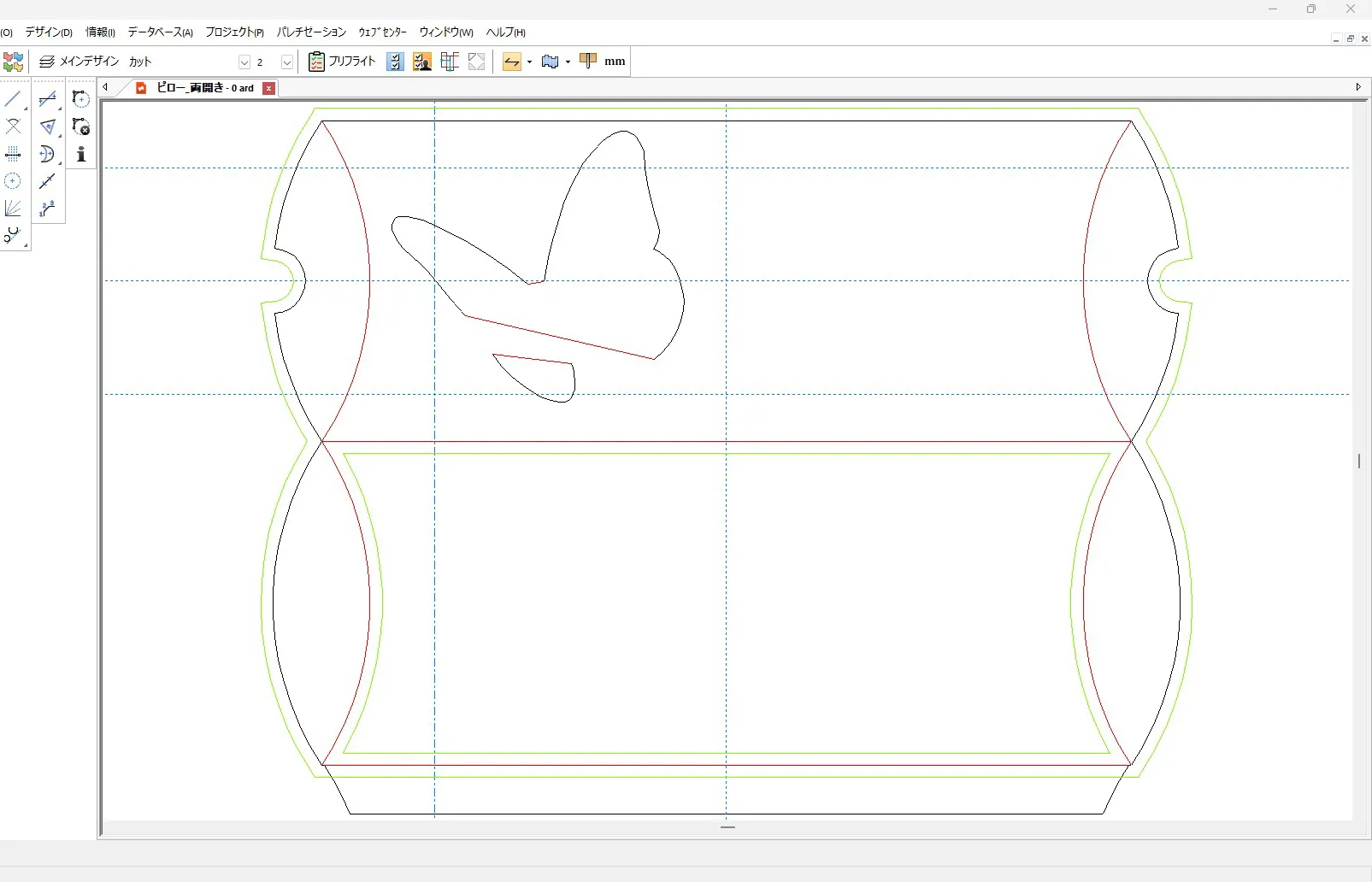ArtiosCADで設計図にbreed戦をブリード線を作成している画面
