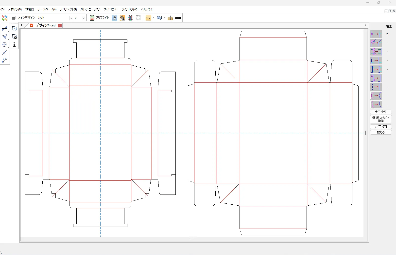ArtiosCADのデザイナ調整機能を使って図面の修正を行なっている画面