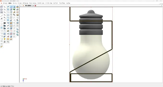 1.梱包物である電球の3Dデータを元に緩衝材を設計している画面