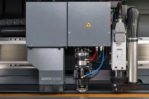 ロータリーダイボード製造用レーザーカット ELCEDE ROTAMATE proの高速彫刻ヘッドQUICKSCAN