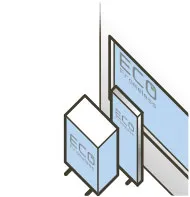 ECOframeless使用イメージ図解 自立タイプ・壁設置タイプ