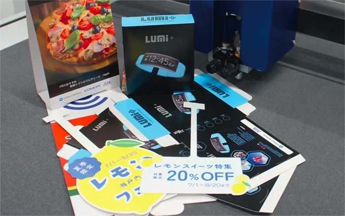 NS-X Automation ナイフ・罫線ツールを使用して作成したサンプル（卓上POPなど）