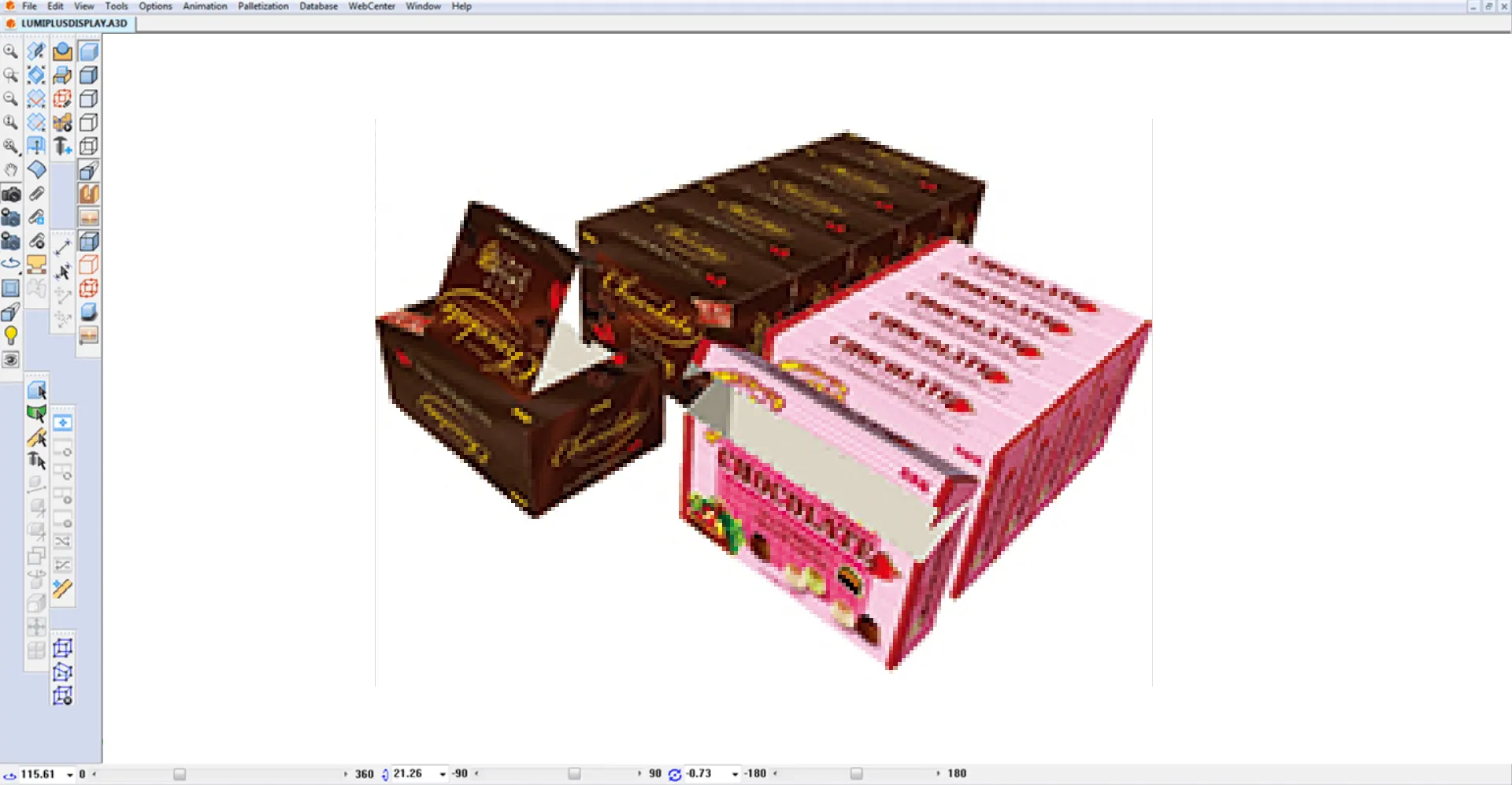 お菓子のパッケージの封を切っているシミュレーション画像