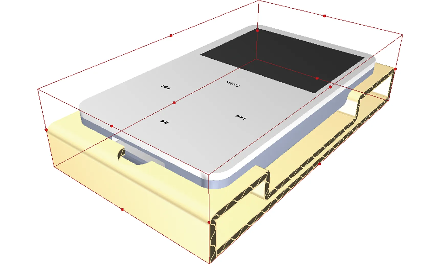自動展開でデザインされた緩衝材の3Dデータ