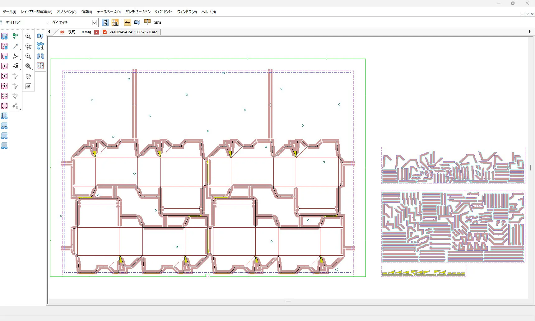 木型図面から最適な木型ゴム図面を作成する様子