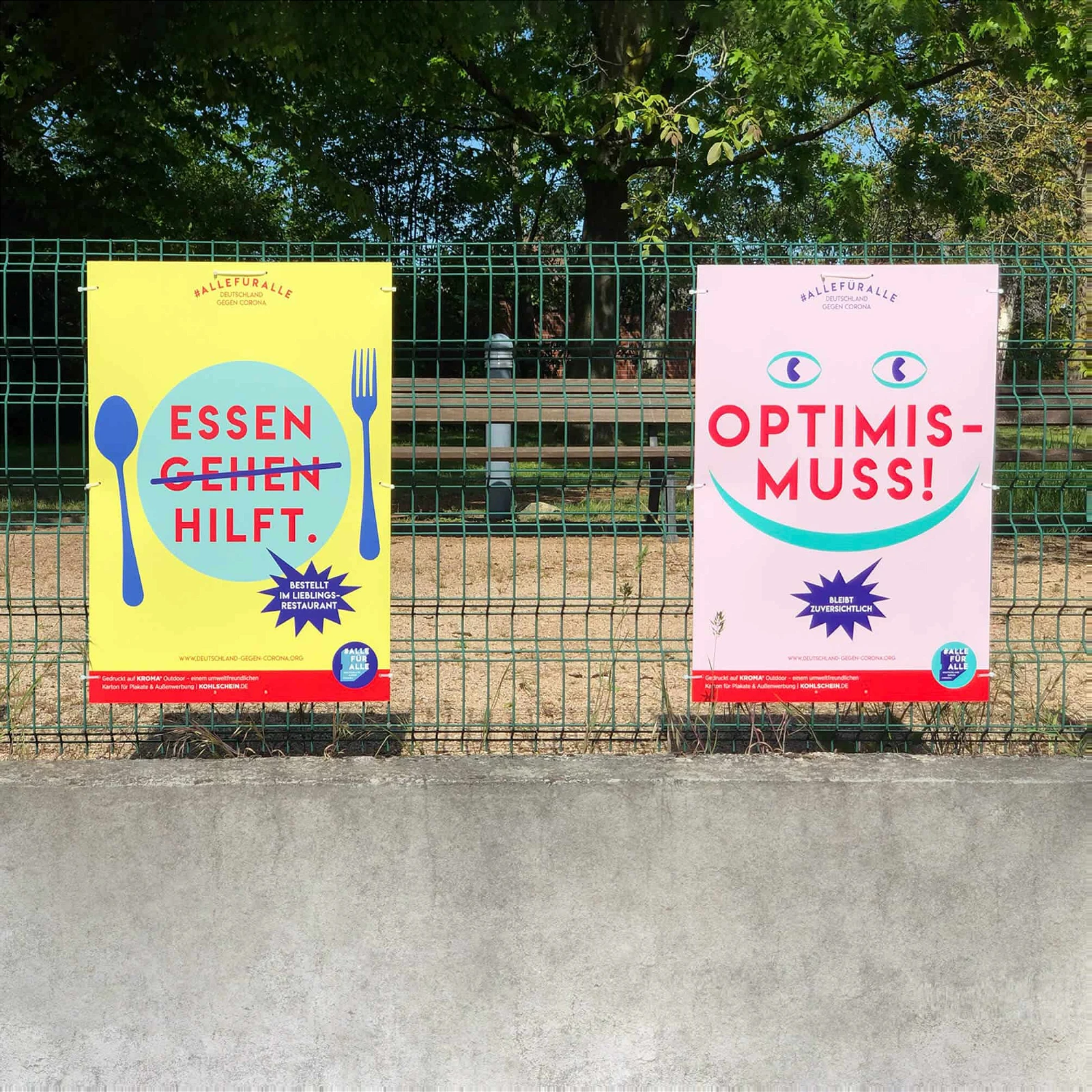 KROMAアウトドア 屋外に掲示できるポスター黄色・ピンク